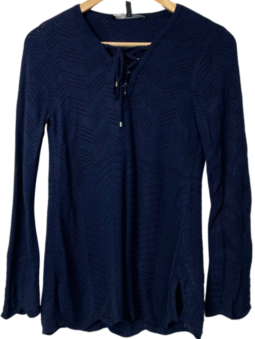 White House Black Market Blue Knit Blouse