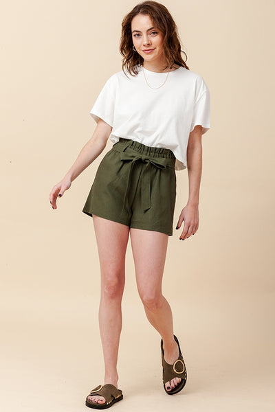 Front Tie Paper Bag Linen Shorts New2YouLX New2You Lx