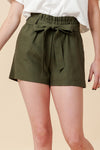 Front Tie Paper-Bag Woven Linen Shorts (New2YouLX)