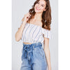 Ruffle Sleeve Off The Shoulder Button Down Crop Top (New 2 You Lx) - New2Youlx