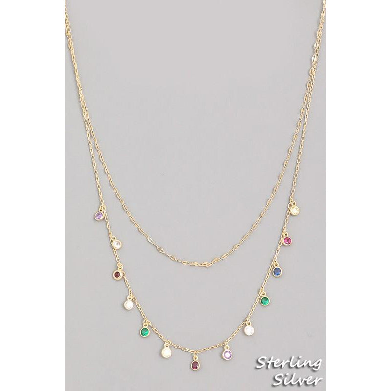 Multi Color Dainty Gems Necklace (Fame Accessories) - New2Youlx