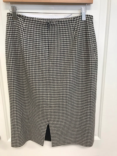 Burberry London Houndstooth Plaid Pencil Skirt