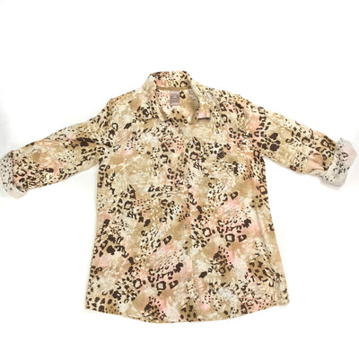 White Stag Leopard Print Button Up Blouse