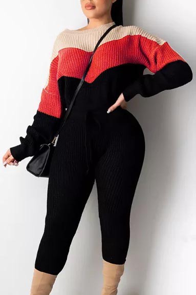 Red and Black Beauty Two Piece Crop Set